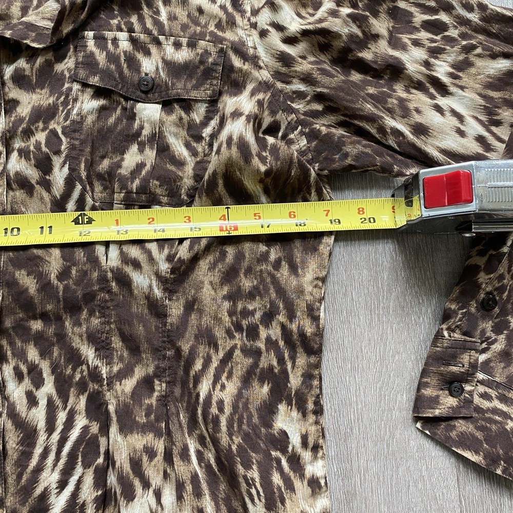 Y2K Jones New York Leopard Print Long Sleeve Button Up Size Large Cherrygirl - Picture 6 of 8